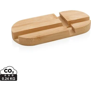 Stojánek na telefon a tablet z bambusu - Hnědá, Firemní dárkové předměty s vlastním potiskem