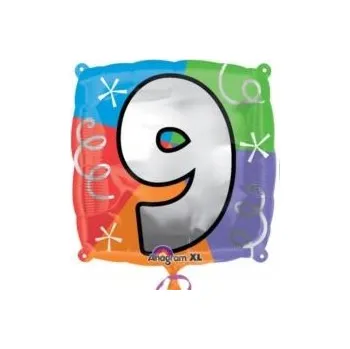 Balónek Fóliový balónek „Číslice 9", AMSCAN, 18" SQR