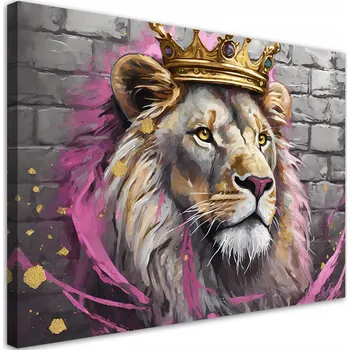 Obraz OBRAZ NA PLÁTNĚ NA NÁSTĚN Lví král RŮŽOVÁ 90x60