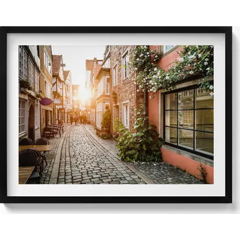 Obraz Dekorace obraz s grafikou v krásném rámu Italská ulice mezi budovami 80x60 cm