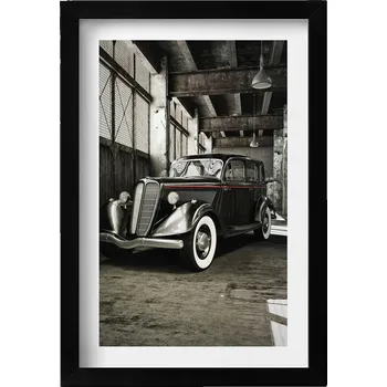 Obraz Nástěnný obraz v černém rámu Klasické auto ve staré továrně 20x30 cm