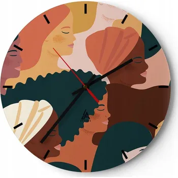 Hodiny Velké nástěnné hodiny na zeď 40x40 Žena Skleněné hodiny Kulatý Tiché