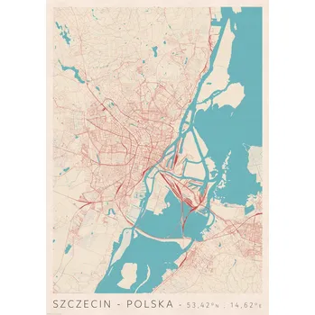 Obraz Plakát Štětín Mapa města bez rámu 59,4 x 84,1 cm