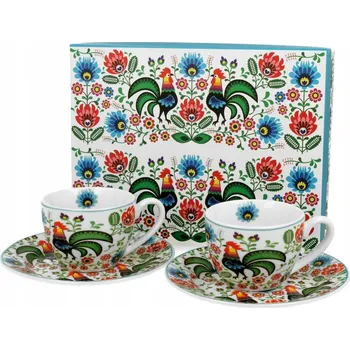 Duo Koguty Folk Šálek porcelán 90 ml 2 ks