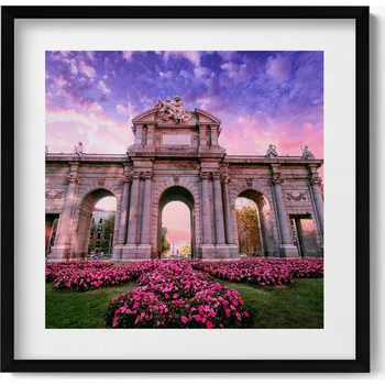 Obraz Závěsný obraz rámeček černé barvy Dveře Alcala Madrid Španělsko 50x50 cm