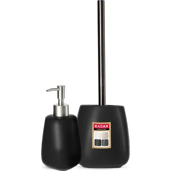 Dávkovač mýdla KADAX KOUPELNOVÁ SADA WC KARTÁČ + DÁVKOVAČ ČERNÁ