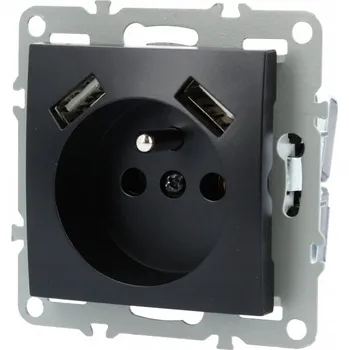 Elektrická zásuvka Elektrická Zásuvka USB nástěnná Adelid černá