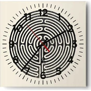 Hodiny Velké nástěnné hodiny 40x40 Labyrint Skleněné hodiny Čtvercové Tiché