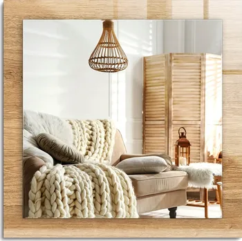 Zrcadlo Zrcadlo s potiskem do koupelny, ložnice, obývacího pokoje, dřevo se strukturou 60x60 cm