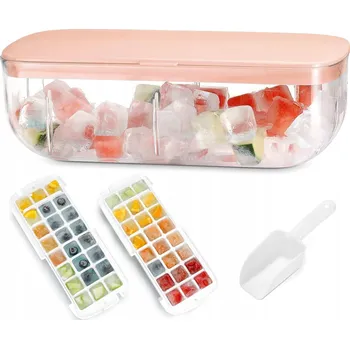 Nádoba na led 2x FORMIČKY NA LED NÁDOBA S VÍKEM ŠPACHTLE SILIKONOVÉ ORANŽOVÉ