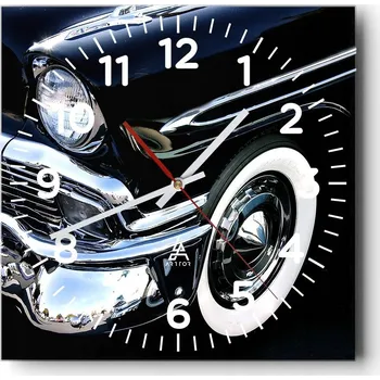 Hodiny Nástěnné hodiny do obýváku 40x40 Motorismus Tichý chod Hodiny na skle Bez hlučnosti