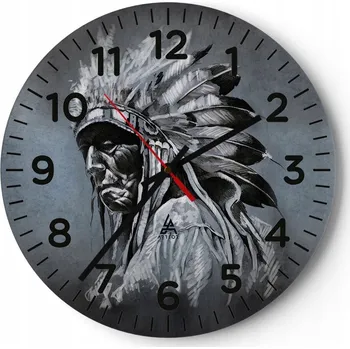 Hodiny Velké nástěnné hodiny 40x40 Indiánské hodiny Skleněné Kulatý Tiché