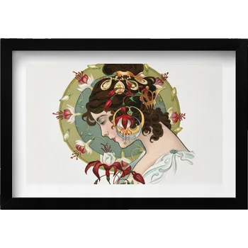 Obraz Dekorativní obraz v černém rámu na zeď Portrét krásné ženy 30x20 cm