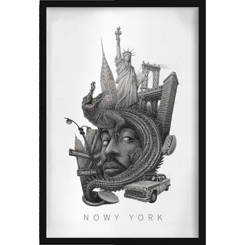 Obraz Nástěnný obraz Černobílý New York Socha Svobody Brooklynský most 40x60 cm