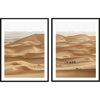 Obraz OBRAZ PLAKÁTY V RÁMU 53x73cm Dyptych Sada 2 obrazů Poušť Sahara P2072