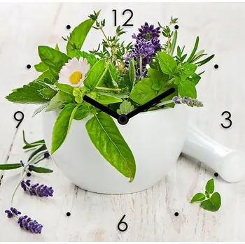 Hodiny Nástěnné hodiny na skle, skleněné, do kuchyně, loft styl, 20x20 cm