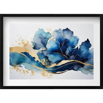 Obraz Dekorativní obraz s grafikou v krásném rámu - Abstraktní malba rostlin, 70x50 cm