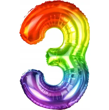 Balónek Fóliový balónek OMBRE číslice 3 k narozeninám duhový XXL