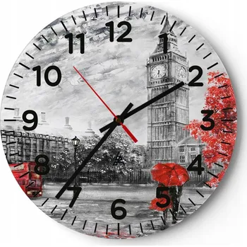 Hodiny Nástěnné hodiny do obýváku 40x40 Město Kulatý Hodiny na skle Loft Tiché