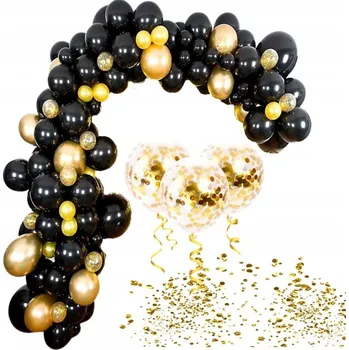 Balónek Sada balónků zlaté černé 80 ks Balónková girlanda