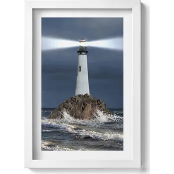 Obraz Dekorativní obraz v bílém rámu na zeď do obýváku Maják 20x30 cm