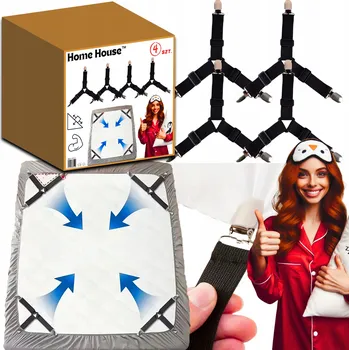 Prostěradlo 4x SPONY KLIPSY POPRUH NA PROSTĚRADLO SVORKY NAPÍNACÍ PEVNÁ SADA