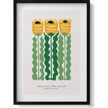 Obraz Dekorativní obraz s grafikou v krásném rámu - Ilustrace rostlin a květin 50x70 cm