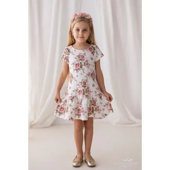Dívčí šaty Dívčí šaty Lily Grey bílé s růžemi velikost: 116