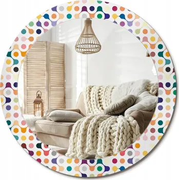 Zrcadlo Dekorativní zrcadlo s ozdobným kulatým rámem Pop art puntíky, průměr 70 cm