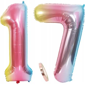 Balónek DEKORACE BALÓN ČÍSLICE 17. NAROZENINY METALICKÝ 100 CM