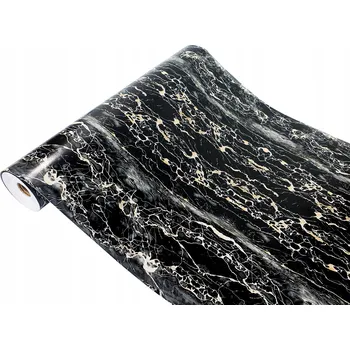 Tapeta Samolepicí dýha na kuchyňskou linku, vzor mramoru, zlatá, černá, DIY PVC Fólie