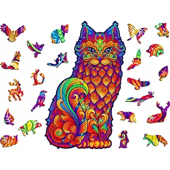 Obraz Prémiové 3D dřevěné Puzzle pro dospělé Kočka XXL Dárek Krásné