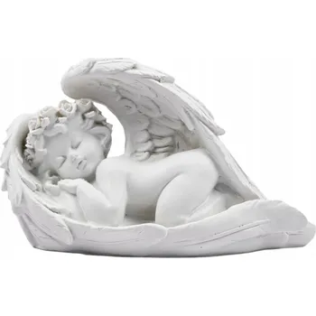 SPÍCÍ ANDĚL BÍLÝ ANDÍLEK STRÁŽNÍČEK FIGURKA SOCHA DEKORACE