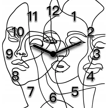 Hodiny Skleněné nástěnné hodiny do kanceláře Tváře v jedné linii 30x30 cm