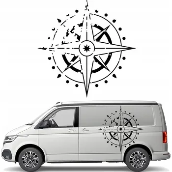 Samolepicí dekorace na vozidlo SAMOLEPKA na auto karavan KOMPAS RŮŽE VĚTRŮ 90x89