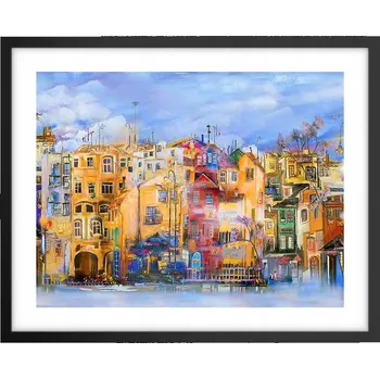 Obraz Foto obraz plakát na zeď v černém rámu 50x40 město plakáty do obýváku