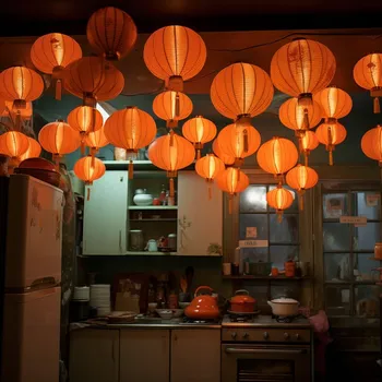 Plakát Plakát V záři lampionů bez rámu 50 x 50 cm