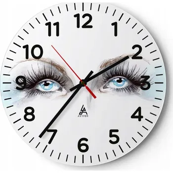 Hodiny Nástěnné hodiny do obýváku 40x40 Žena Kulatý Skleněné hodiny Loft Tiché