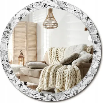 Zrcadlo Kulaté dekorativní zrcadlo na zeď s potiskem, styl Loft, motiv Kočky, průměr 90 cm
