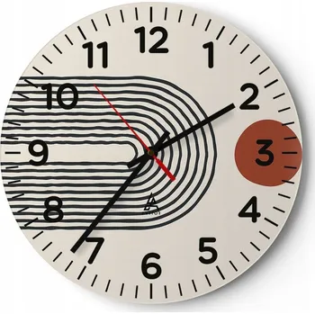 Hodiny Nástěnné hodiny do obýváku 40x40 Abstrakce Kulatý Skleněné hodiny Loft Tiché