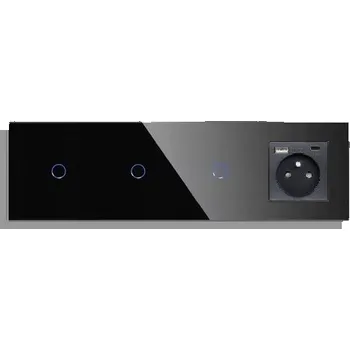 Elektrická zásuvka DOTYKOVÝ SPÍNAČ SVĚTLA VELKÝ WIFI TROJITÝ ZÁSUVKA USB A+C SKLENĚNÝ