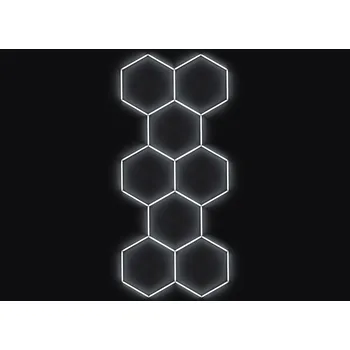 LED panel Escape6 Kompletní LED hexagonové svítidlo bílé 6500 K, rozměr 8 elementů 166 × 386 cm