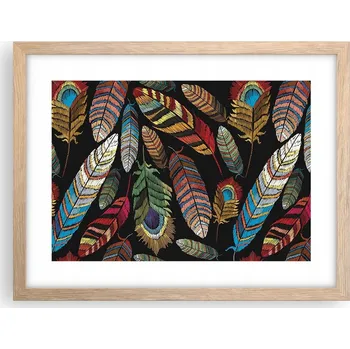 Obraz Obraz plakát v rámu světlý dub do obýváku 40x30 ptačí pero foto na zeď