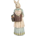 Dekorace králičí žena v šatech a s květníčkem na malou květinu - 23*17*46 cm