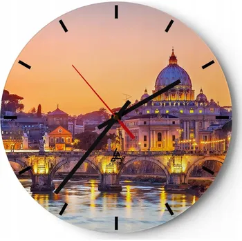 Hodiny Nástěnné hodiny do kuchyně 30x30 Město Skleněné hodiny do obýváku Loft Tiché