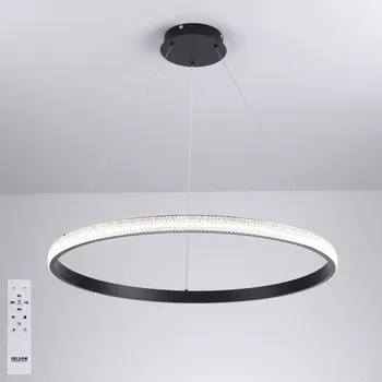 STROPNÍ SVÍTIDLO RING závěsná černá moderní černá LED lustr 60cm