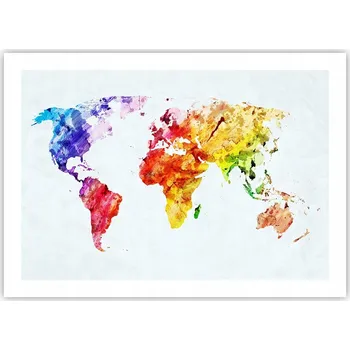 Obraz Plakát bez rámu do obýváku ložnice 70x50 mapa světa moderní módní obraz