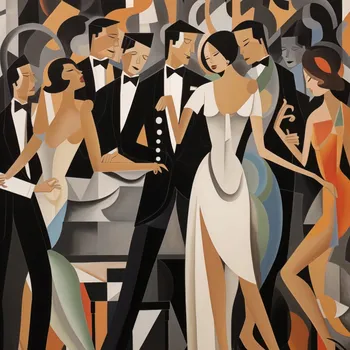 Plakát Plakát Ples v Art Deco bez rámu 90 x 90 cm