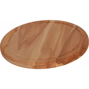 Kuchyňské prkénko DŘEVĚNÉ KUCHYŇSKÉ PRKÉNKO NA KRÁJENÍ, SERVÍROVÁNÍ PIZZY S DRÁŽKOU, PRŮMĚR 22 CM