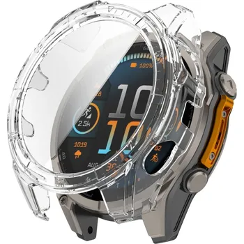 Příslušenství k chytrým hodinkám VSECHNONAMOBIL 93784 LUNET FULL COVER Plastový kryt se sklem pro Garmin Fenix 8 AMOLED 47mm TRANSPARENT